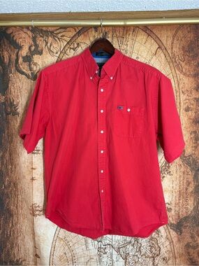Mens Vintage XL Shirt Colours by Alexander Julian Red Short Sleeve Button Up